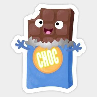 Cute happy chocolate candy bar cartoon character Sticker